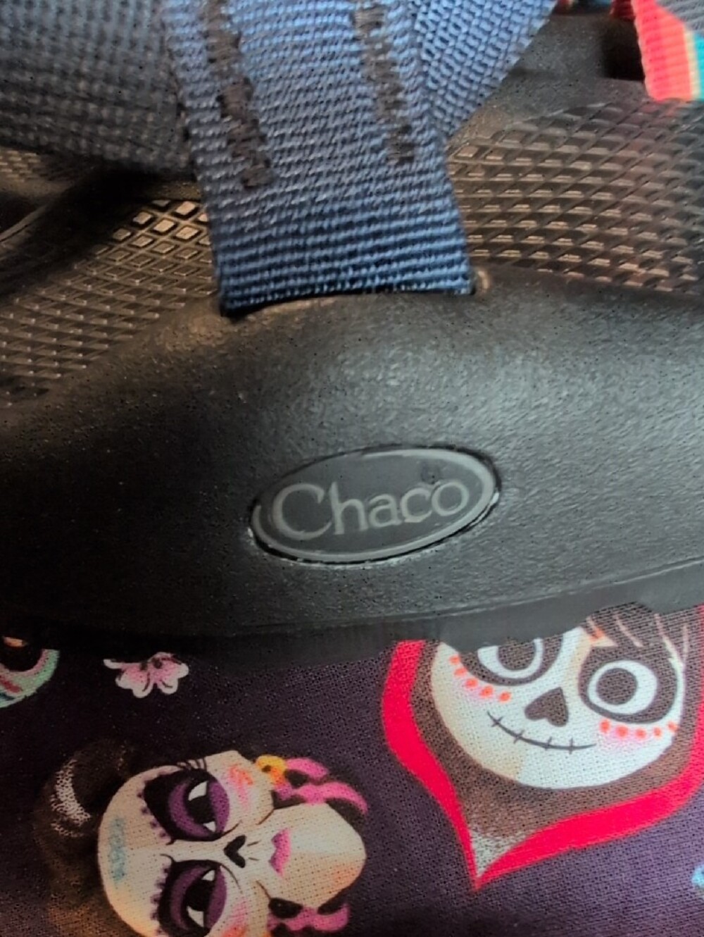 Chaco Black Sandals with Blue & Pink Straps - Picture 2 of 6